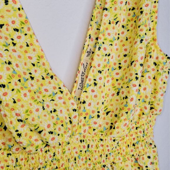 Spring Yellow Floral Mini Dress Sleeveless Size Medium - Picture 5 of 6
